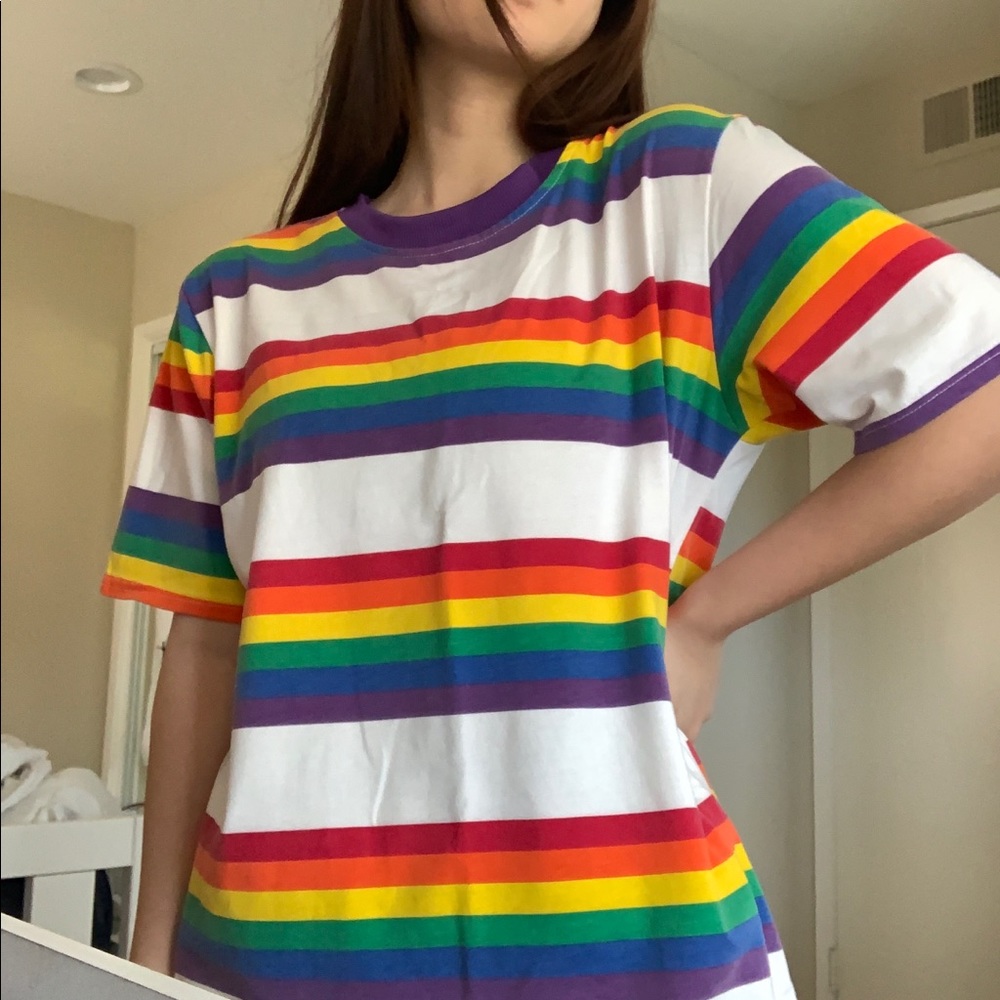 Rainbow stripe t-shirt NWOT